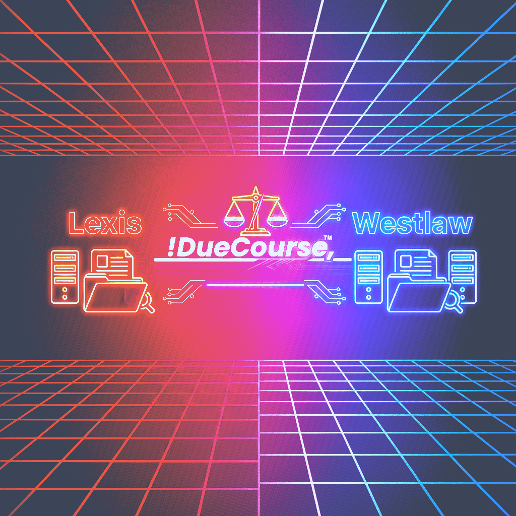 “Split-screen comparison of LexisNexis, Westlaw, and DueCourse™, representing the evolution of legal research tools.”
