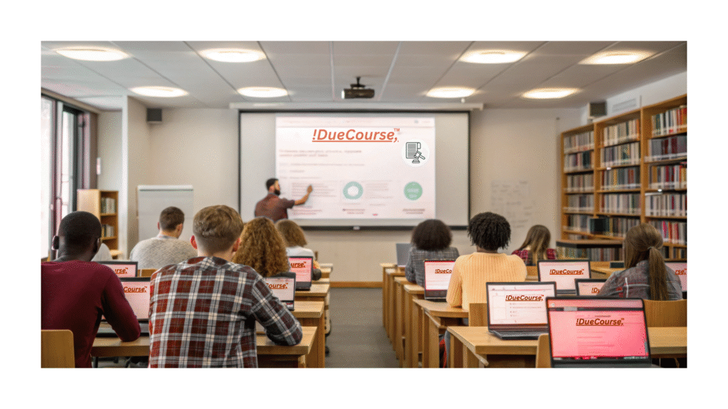 Teacher instructing students in a classroom without FocusFrame visual learning support