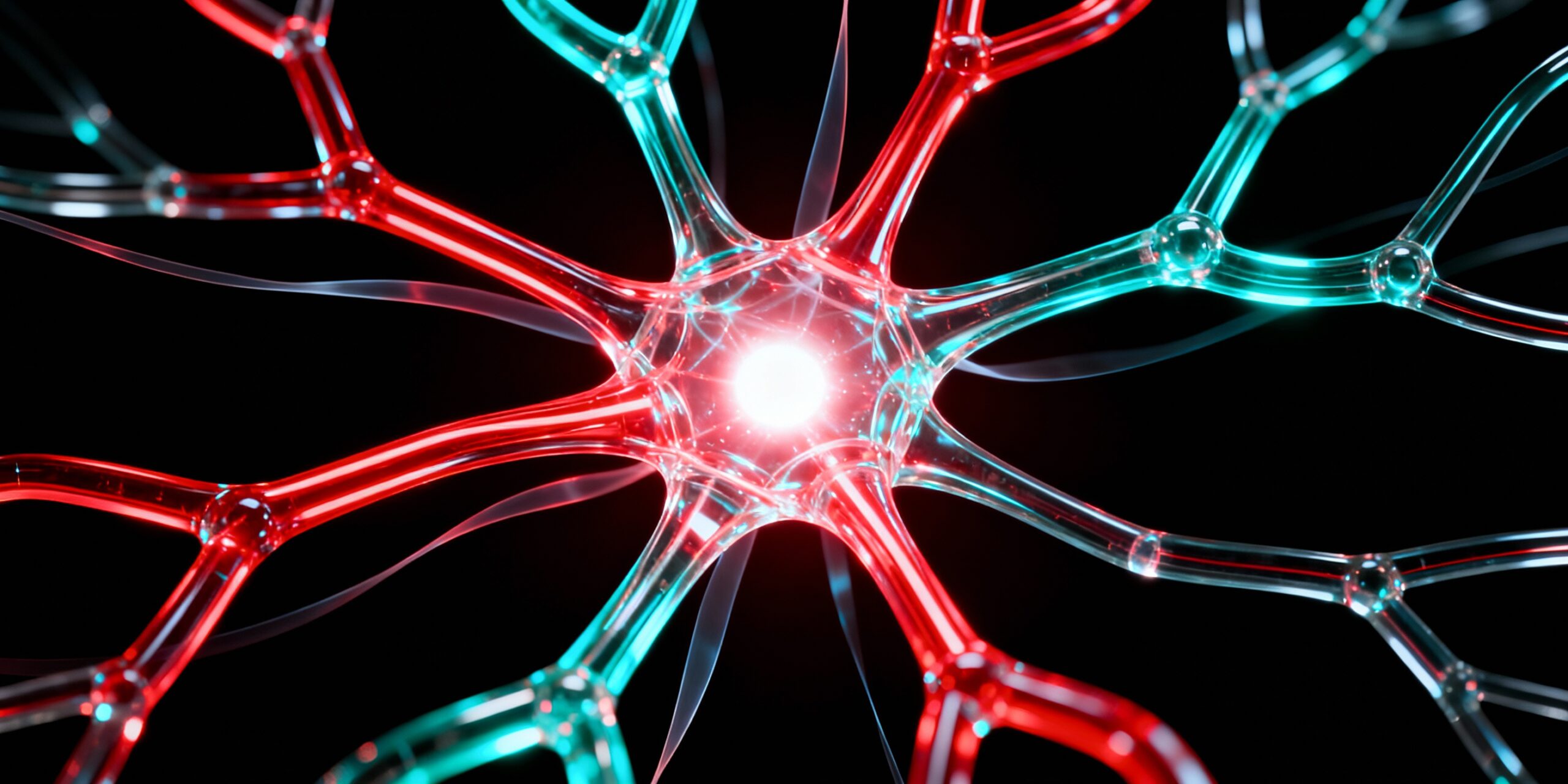 “Red and cayenne neural pathways forming a glowing brain-like network, symbolizing cognition, attention, and information processing.”