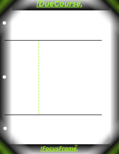 “Bright lime green Cornell-style note template redesigned with !FocusFrame™ attention guides and structured study sections.”