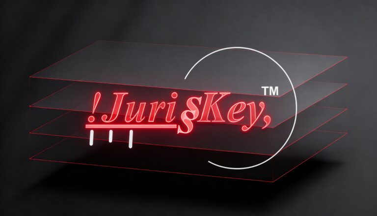!JurisKey™ logo displayed against layered, shelf-like structures symbolizing organized legal knowledge and system depth